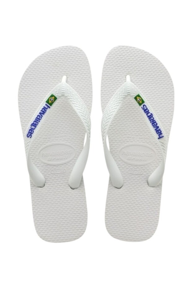 Men's Slippers - Brasil Logo, 4110850 -0001 Model, White