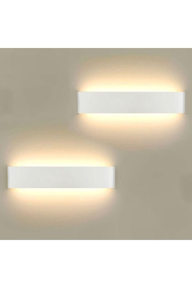 2-pack stylish white 36cm 14W LED wall lamps with warm white light for living rooms, bathrooms, and outdoor areas