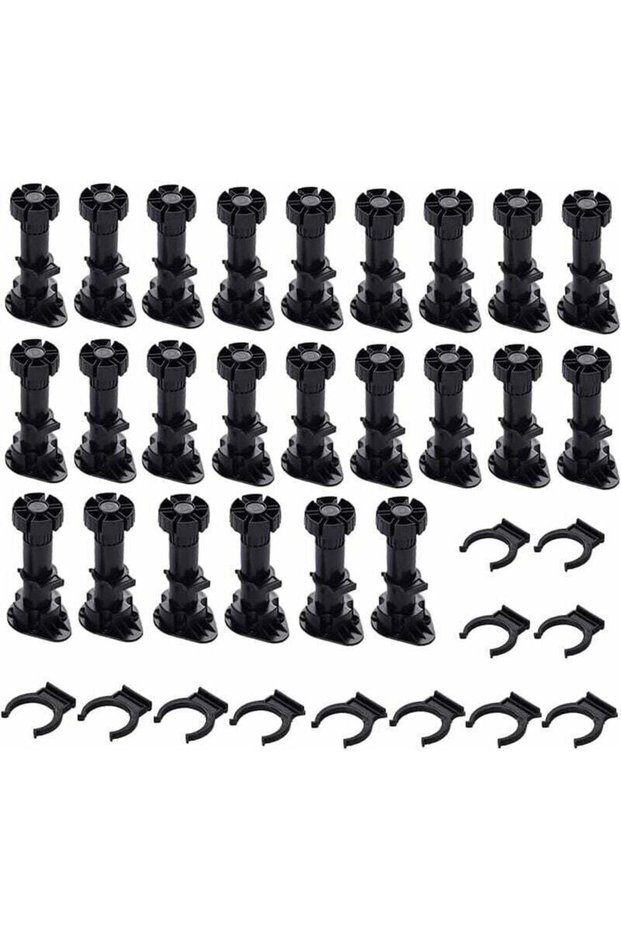 24 plastic cabinet legs, furniture legs (80mm-100mm) adjustable furniture legs, black plastic furniture legs with clip-on mounting base cabinets...