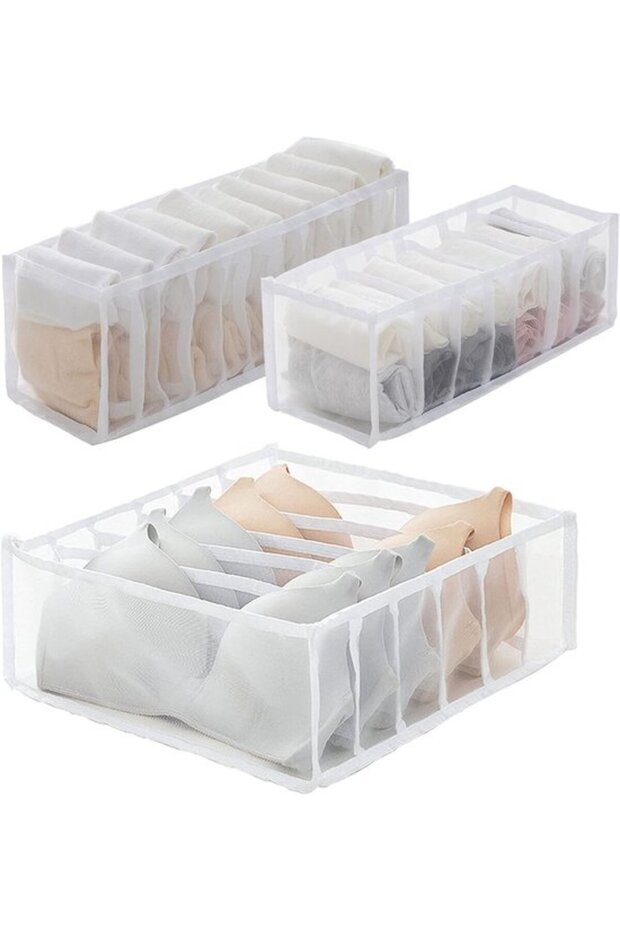 Drawer Organizer for Underwear and Socks - Divided High Capacity Wardrobe Storage Boxes