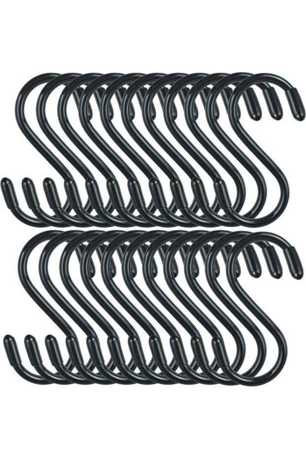 towel hooks - small rubber-coated steel metal black cabinet S-hooks for hanging jeans/plants/jewelry/pots/pans/cups/towels