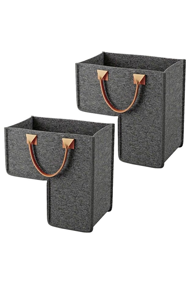 L-Shaped Woven Staircase Storage Basket Set with Handles for Clothes & Toys