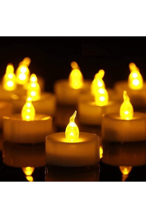 50 Flameless LED Candles for Holidays and Events - Yellow Flickering Lights