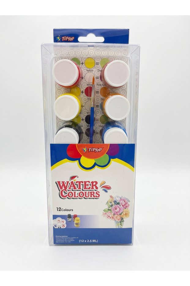 Water Colors Set | Pack of 12 Pcs and 1 Brush Inside the Box | Each Bottle 25ml