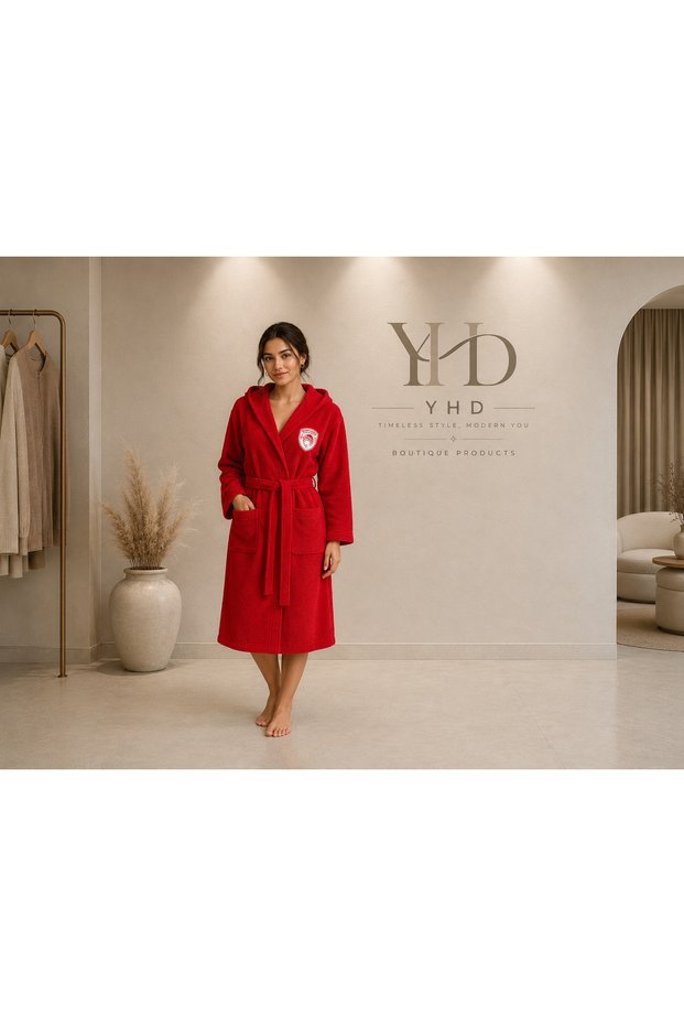 Olympiacos Sportif Premium 100% Cotton Hooded Bathrobe
