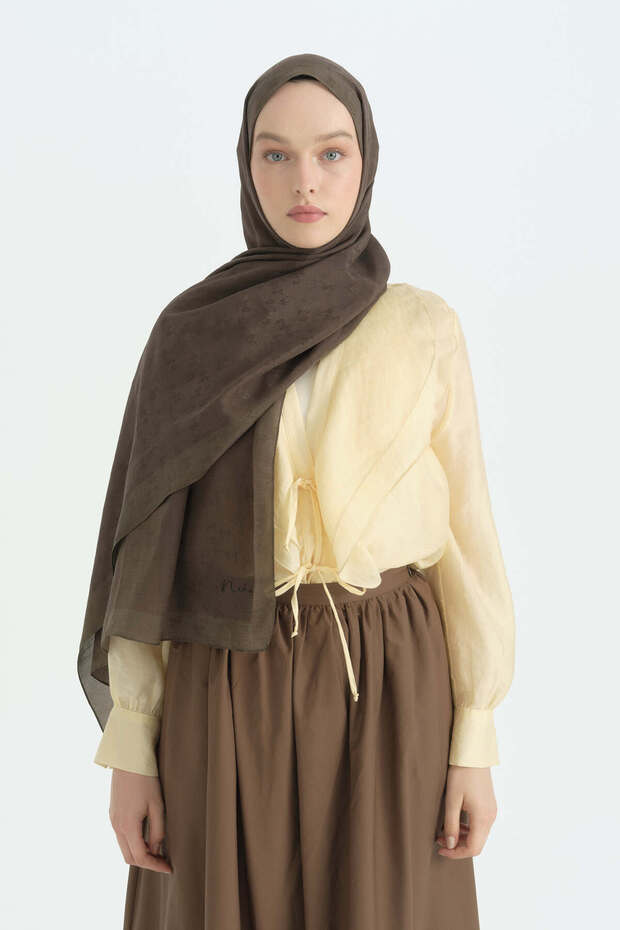 Silk Cotton Shawl - Brown