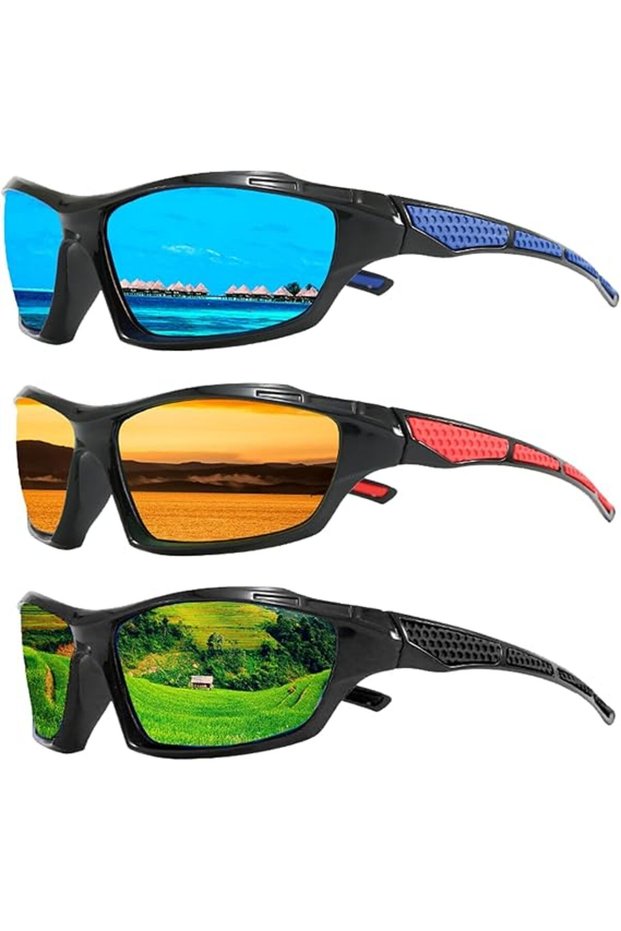 Three-piece sunglasses, men's polarized sunglasses, unisex polarized sunglasses, polarized lanyard glasses, UV protection, for fishing and cycling