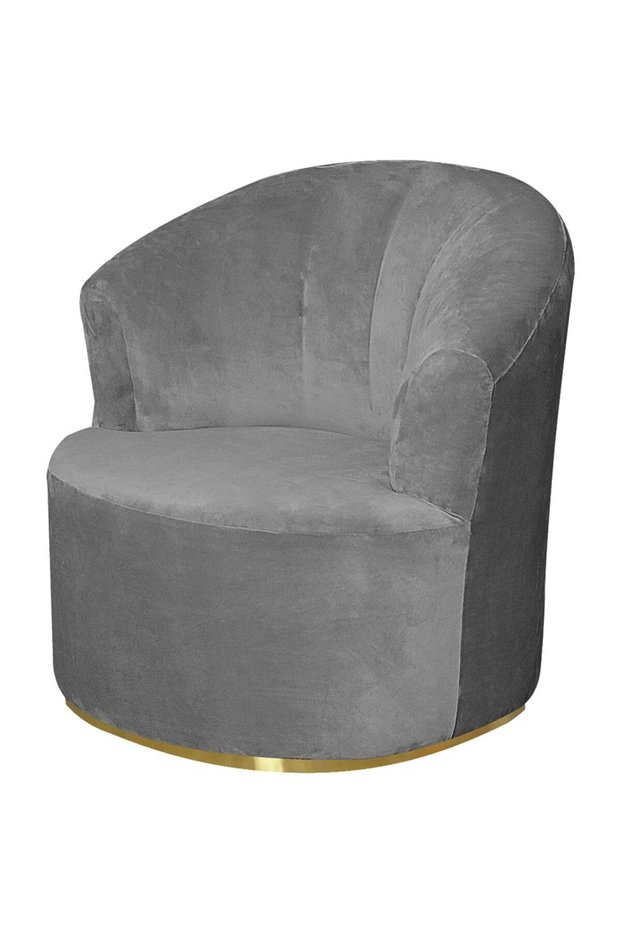 Velvet Banquet Swivel Barrel Chair Cover Medieval Modern Round Club Armchair Solid Decorative Living Room Kitchen Single Sofa Grey