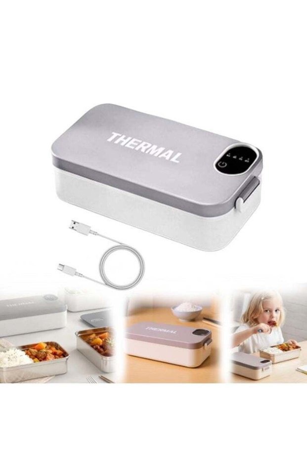 Portable Rechargeable Heated Lunch Box with 304 Stainless Steel Container - 7200mAh Battery, Digital Display, Fast Food Warmer, No Water Required | Heat Preservation Lunch Box for Office, Tra