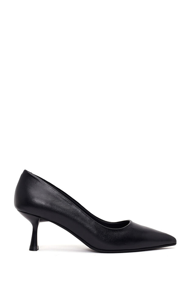 Women's Black Thin Heeled Leather Stiletto Af200020Dv