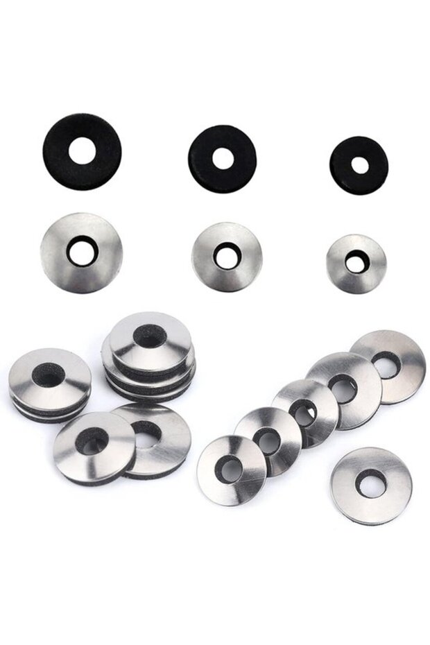 Stainless steel sealing rings with EPDM rubber - 138 pieces - Durable seals suitable for air and water.
