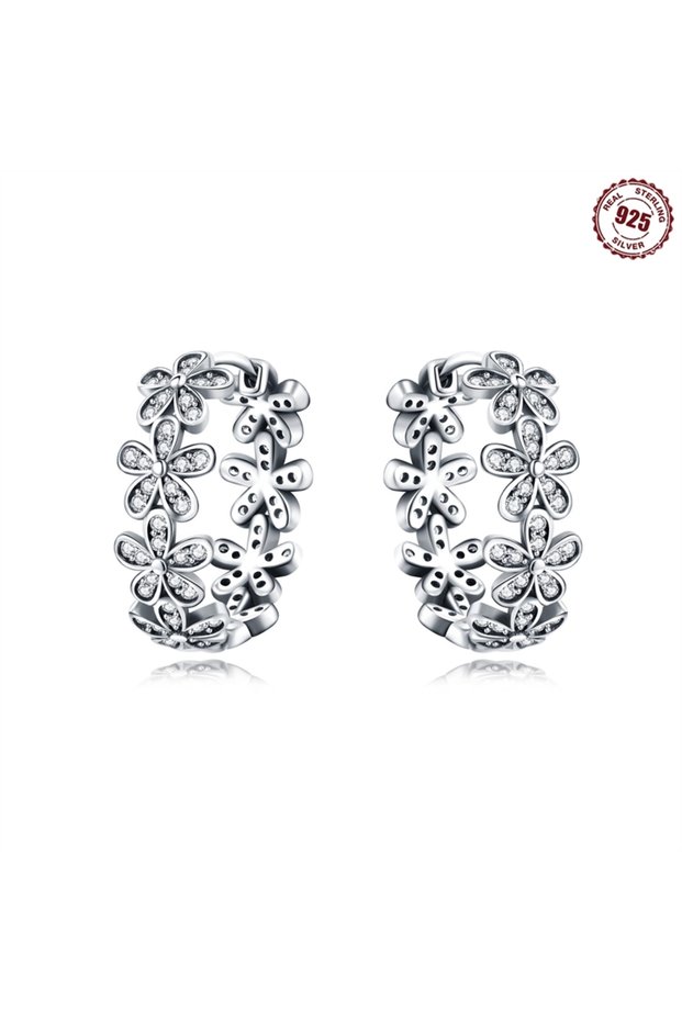 OTE4067 Real 925 Sterling Silver Hoop Earrings Colorful Zircon Bright Starry Sky Earrings Women Enga