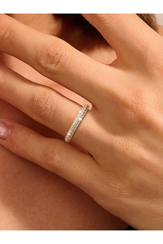 6 Golden 925 Sterling Silver Fashionable Simplicity Zircon Stackable Plain Ring For Women Daily Life
