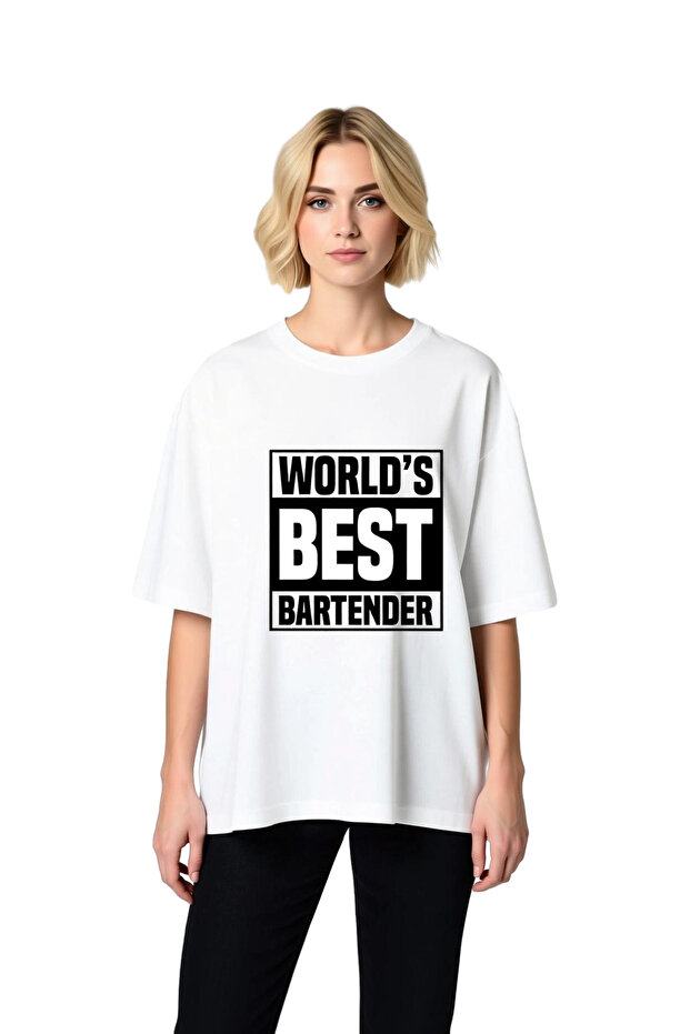 The World's Best Bartender Printed Women's Oversize T-Shirt