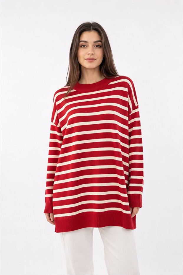 Striped Bat Sleeve Blouse