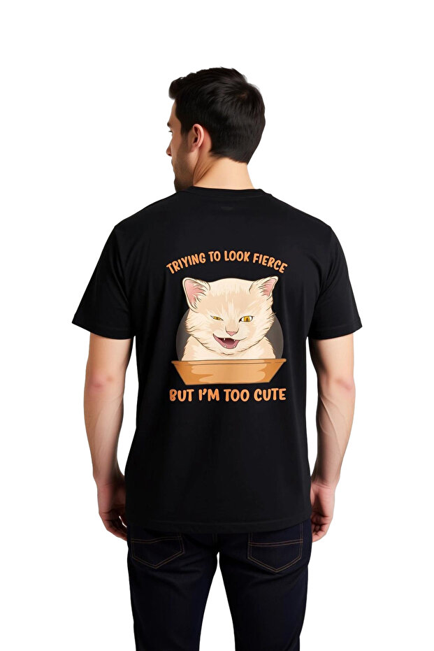 Men's Graphic Printed Cat Patterned Short Sleeve T-Shirt Funny Lettering Detailed Casual Comfortable Fit Modern