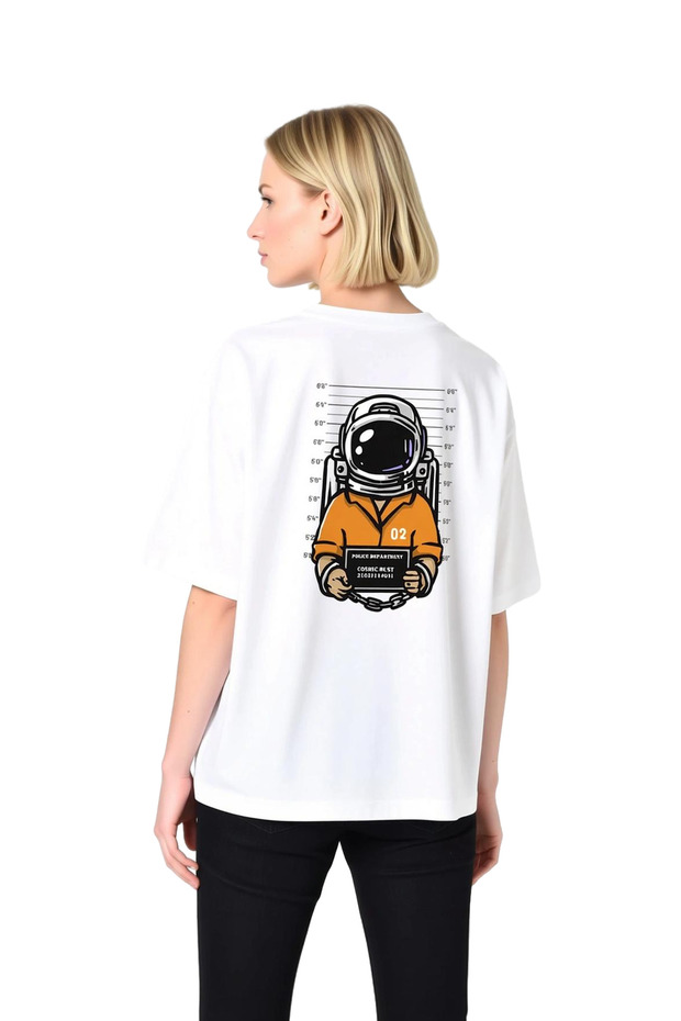 Space Police Retro Printed Women's Oversize T-Shirt