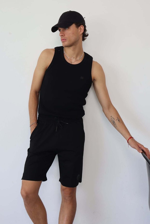 Men's Adjustable Waist Double Pocket Shorts Black - 26Y 2289
