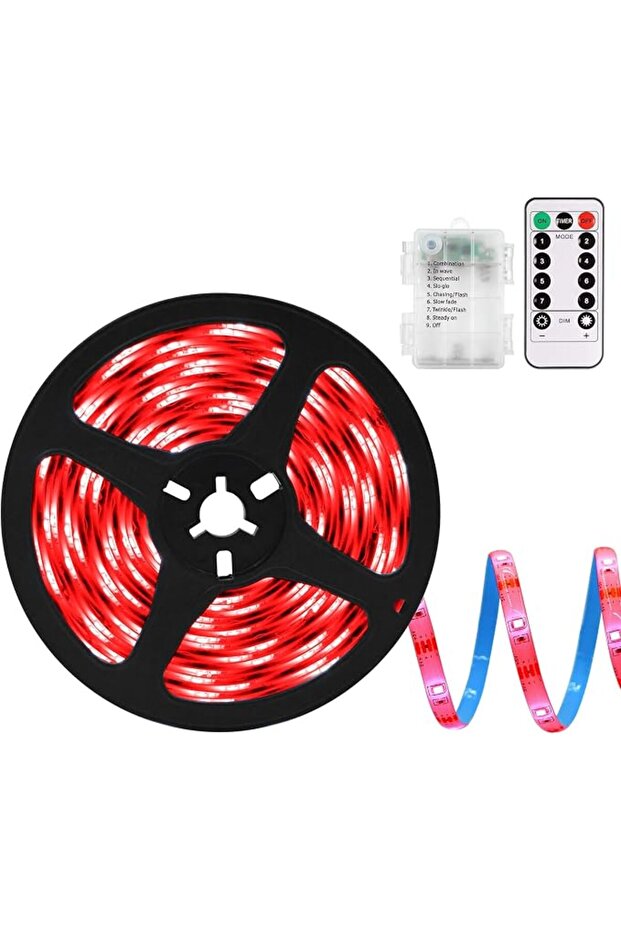Battery Powered Led Strip Lights with Remote Warm White, 8 Modes, Dimmable, Timer, Self-Adh