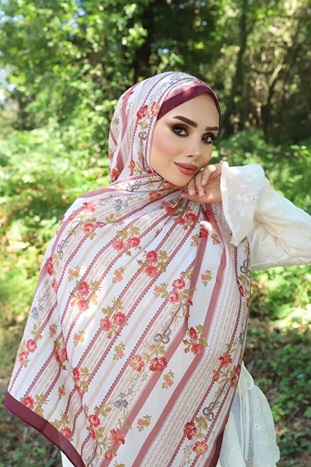 Plum Aqua Patterned Soft Shawl