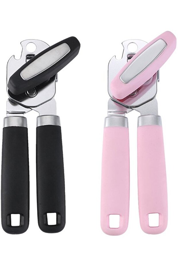Two-piece 3-in-1 manual can opener set - Non-slip handle - Ergonomic design - No sharp edges, safe - Saves time and effort - Black and pink