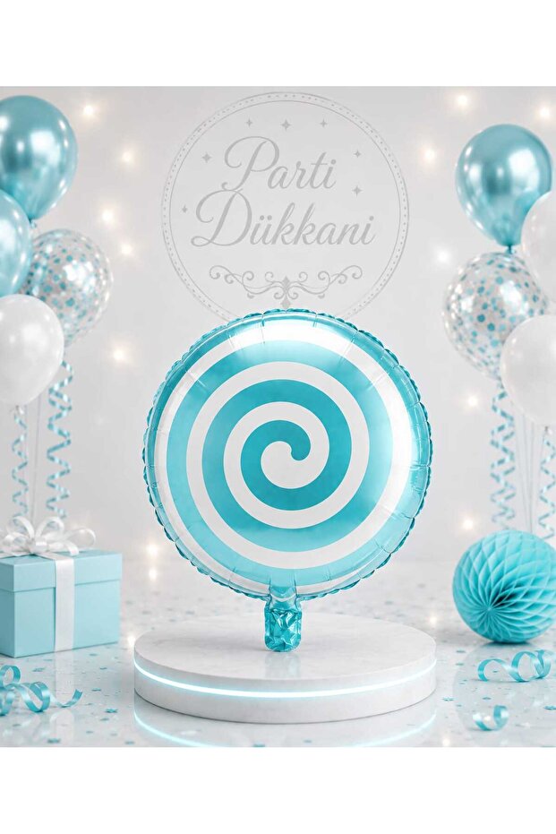 Turquoise Blue Bonibon Foil Balloon 53X47 cm Helium Compatible Candy Patterned Round Birthday Party Balloon