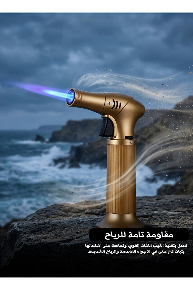 Windproof Jet Flame Lighter Metal Torch Refillable Adjustable Flame Outdoor Camping Utility Lighter