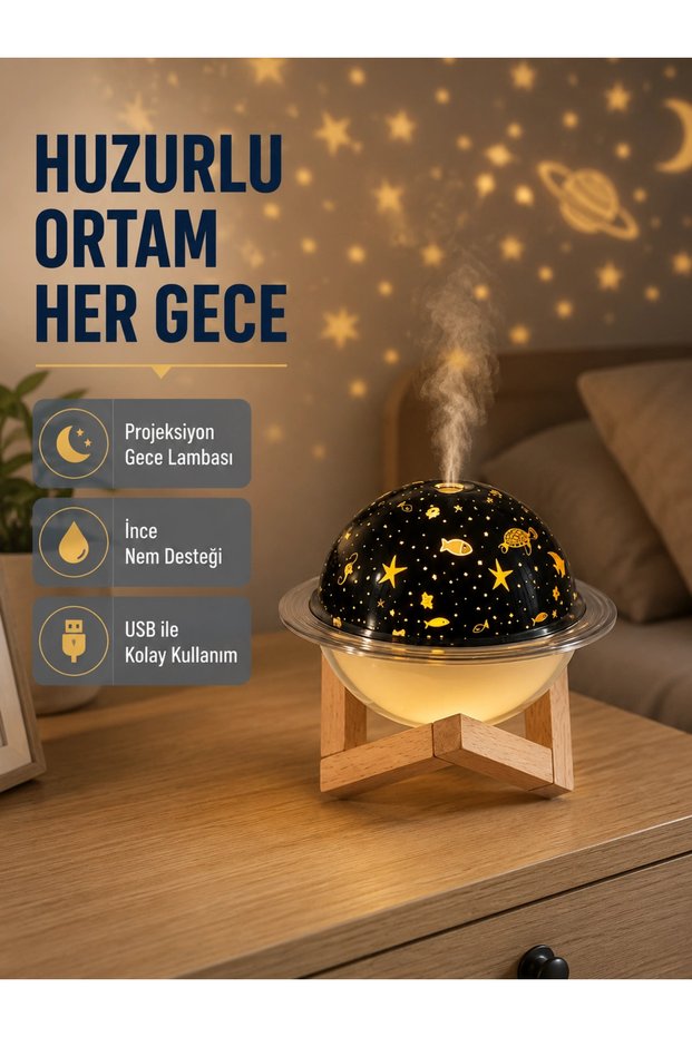 Aromatherapy USB Air Humidifier – Silent and Stylish Design with Projection Light