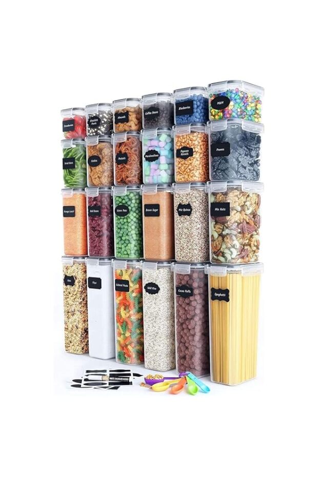 Storage Container, 24 Piece Airtight Food Storage Container Set with Locking Lids, BPA-Free Clear Stackable Canisters for Pantry, Refrigerator, Freezer Organization, Dry Food Dispenser