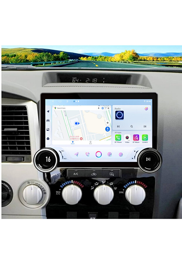 Toyota sequoia android screen diamond dual knob model 2007-2019 wireless carplay android auto reverse camera included ahd