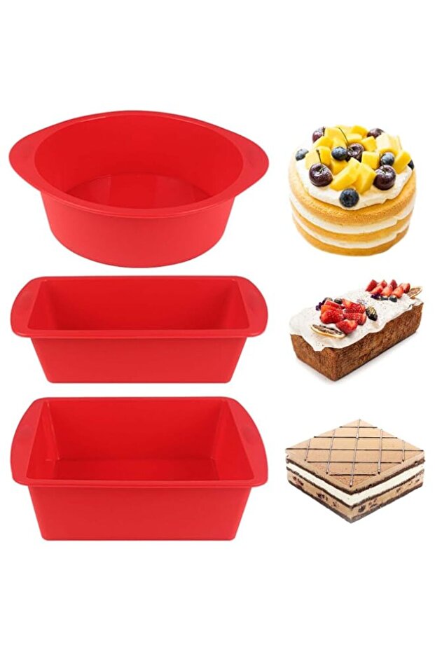 Silicone Baking Pans Sets - Nonstick Silicone Bakeware Set with Bread Loaf Pan, Square/Round Cake Pan - Oven & Dishwasher Safe