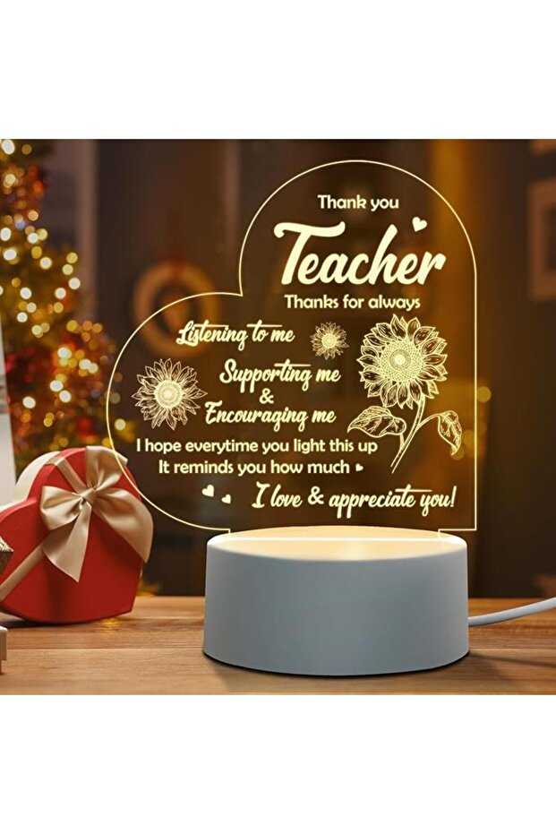Engraved Night Light, Low Power USB Powered Acrylic Lamp with Button Control, Warm White LED