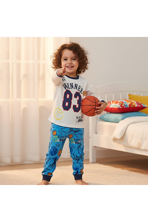 Children's Cotton Winner Printed White Color 2-Piece Set Cb1057