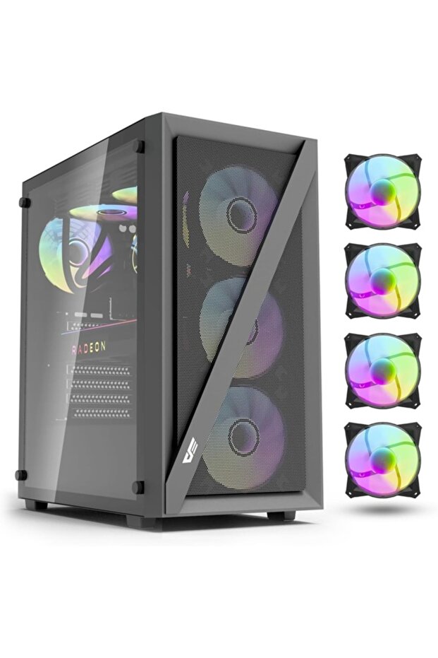 DK260 Air ATX/M-ATX/ITX Gaming PC Case, 4 ARGB Fans, 360mm Radiator, 3*SSD Slots, Tempered Glass