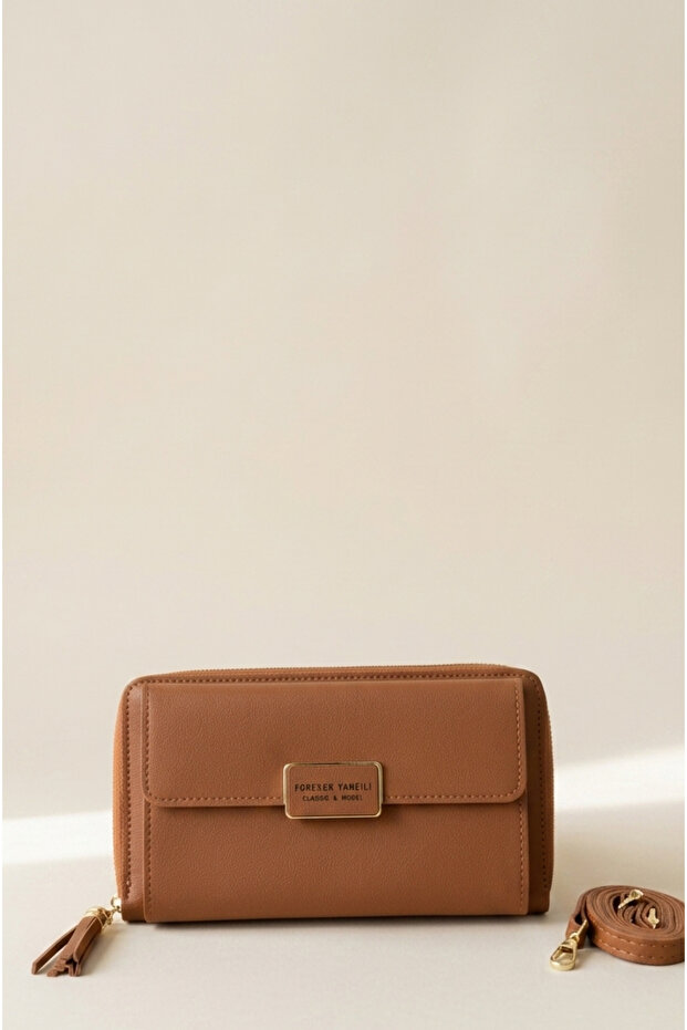 7090 Stylish Women's Wallet Bag with Adjustable Strap and Zipper