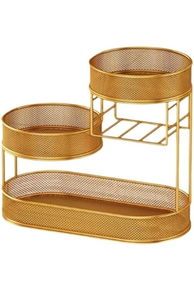 رفوف الفاكهة Countertop Fruit Basket Metal Wire Storage Vegetables Rack(Gold)