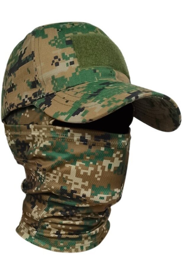 Camouflage baseball cap with neck warmer balaclava style16.