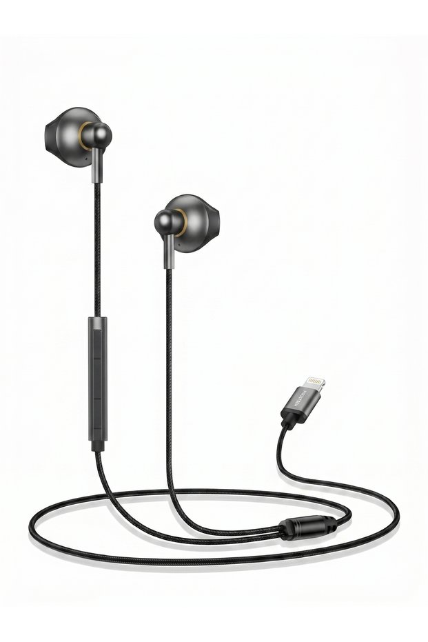 WELLTECH HFD30 Lightning Earphones Wired Headphones with Built-in Microphone, Stereo Sound, Hands-Free Calling, In-Ear Earbuds Compatible with iPhone 14, 13, 12, 11 and Other Lightning Devices