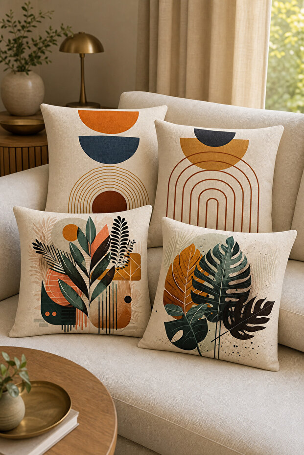 Bohemian Geometric Rainbow Pattern Decorative Throw Pillow Cover (Double Sided)
