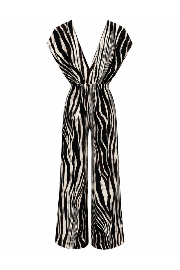 Zebra Patterned Viscose Jumpsuit
