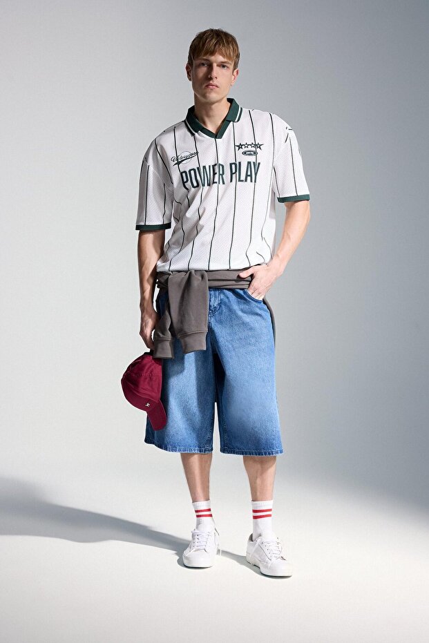 Super Baggy Fit Wide Leg Jean Bermuda Shorts I5661Ax26Au