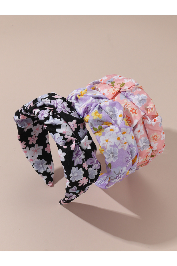 Pack of 3 - Girls Floral Print Headbands