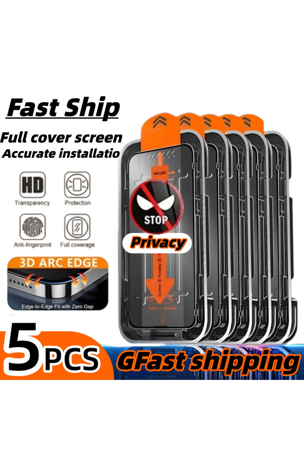 iPhone 16 Pro Max 5 PCS AntiSpy 5PCS Oleophobic Coating Privacy Screen Protector For iPhone 17 Pro M