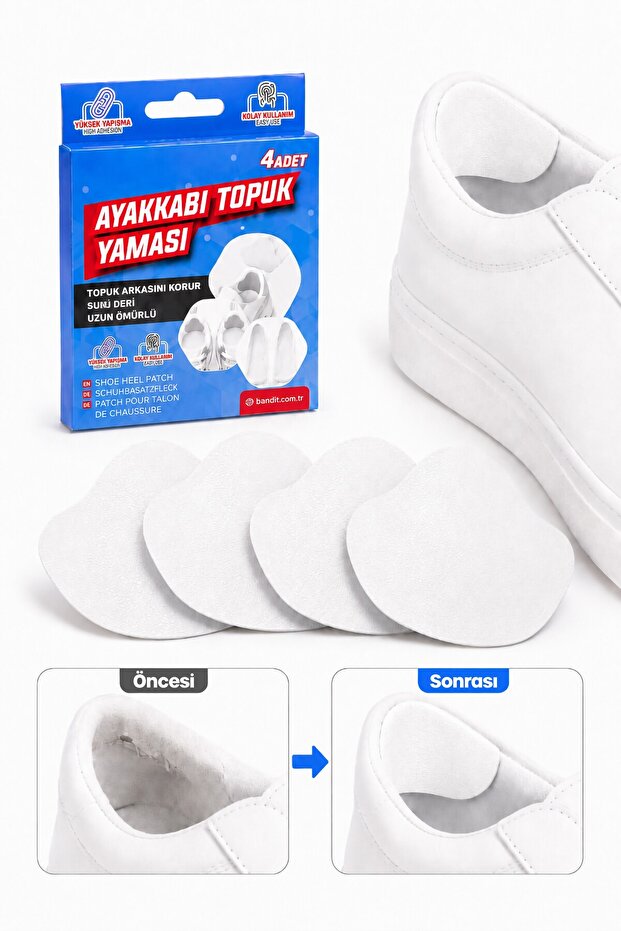 4-Piece Adhesive Shoe Heel Patch Cuttable Faux Leather Shoe Repair Pad White