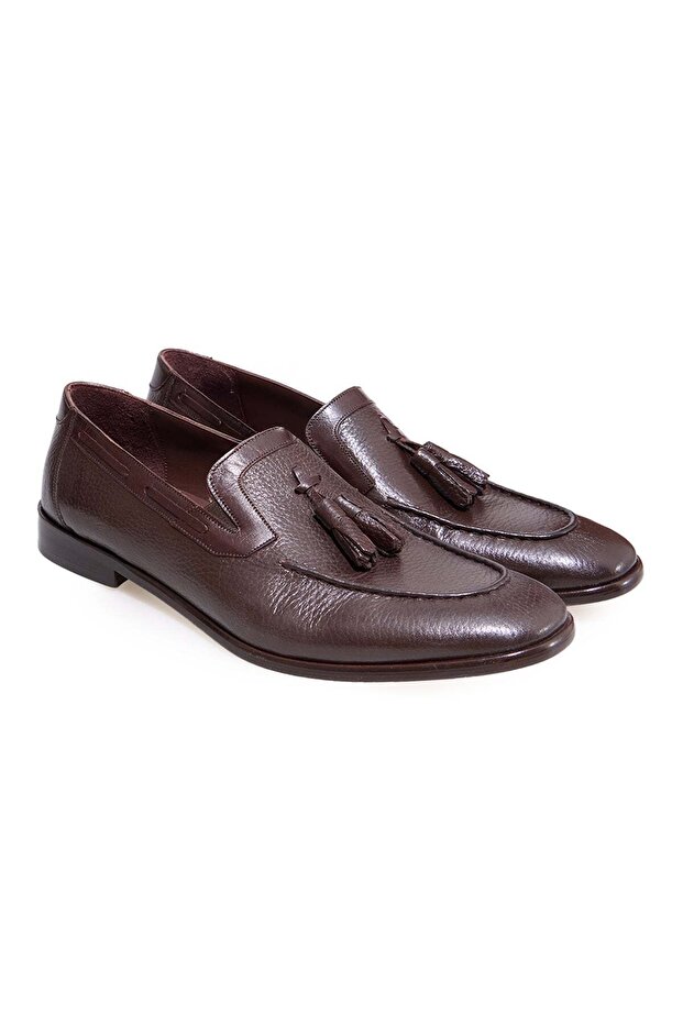 Brown Laceless Genuine Leather Leather Sole Men's Shoes