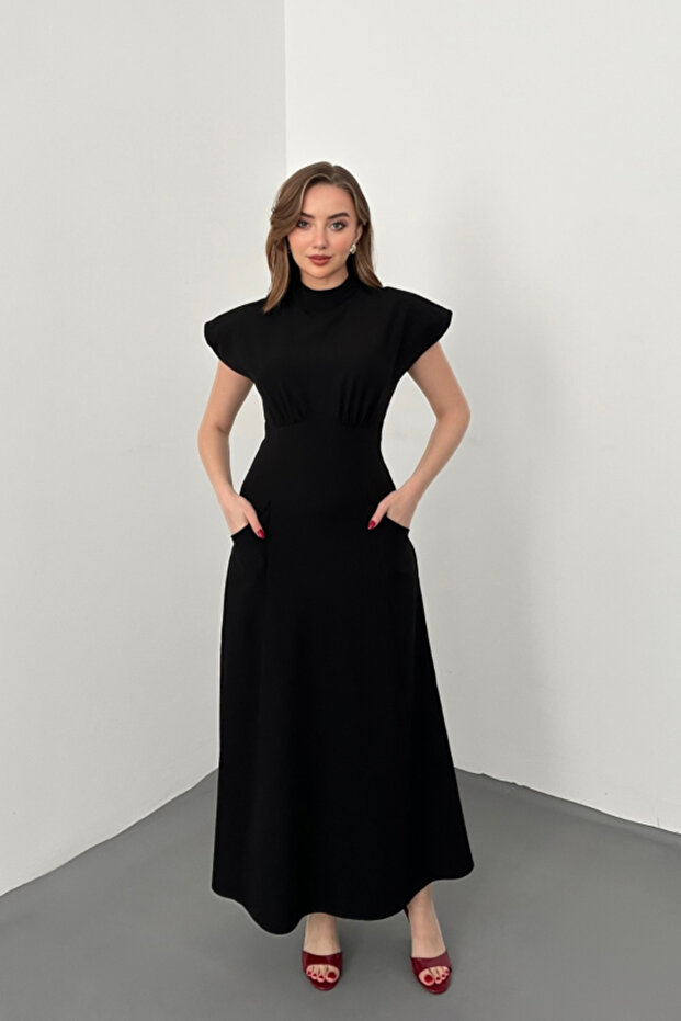 Black Bustier Ruched Dress