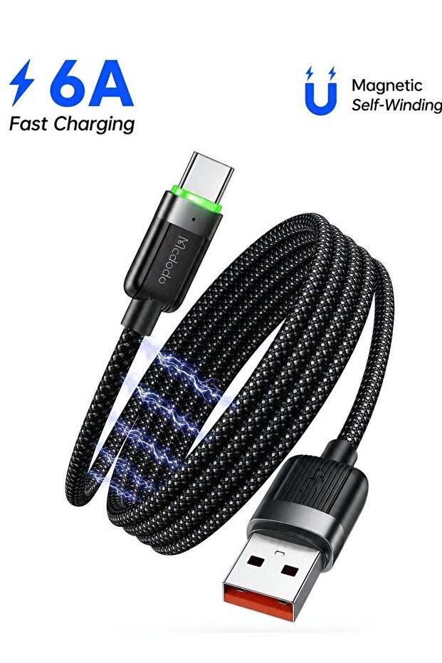 Magnetic Self-Winding USB-A to USB-C Fast Charging Cable, 1.2M, Samsung Android