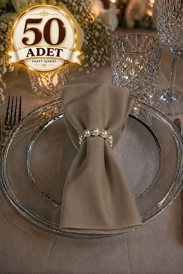 Fabric Napkins 50-Pack | Napkin Ring Gift Set, Complete with 100 Pieces