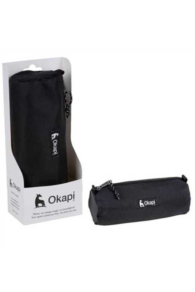 Pencil Bag Okp-104 Cylinder Black Single Compartment