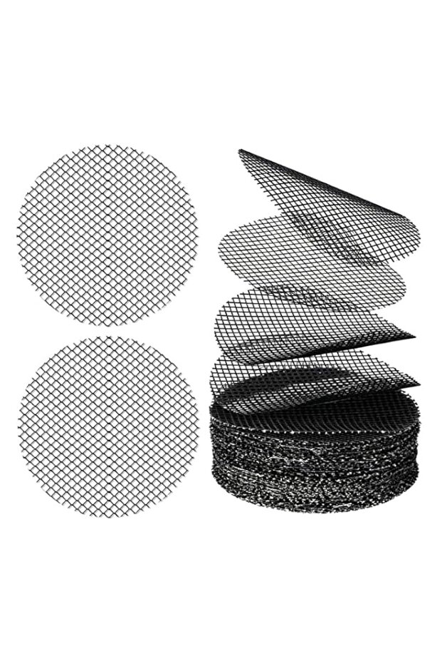 100 Pcs Flower Pot Hole Mesh Pad, 2 Inch Round Plant Pot Drainage Mesh for Prevent Soil Loss - Black